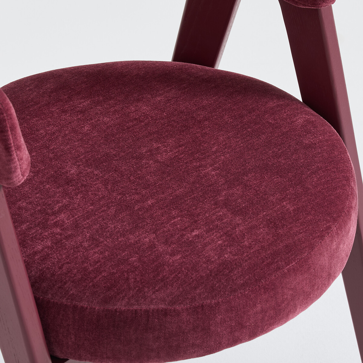 Fauteuil de table vintage, frêne massif et velours, VALENTINA bordeaux, LA REDOUTE INTERIEURS