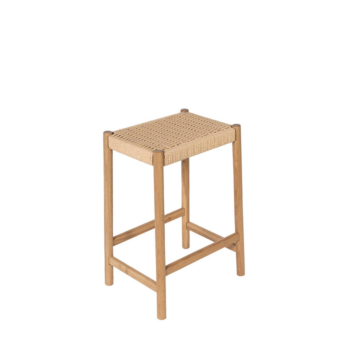 Tabouret de bar en corde tressée et bois H65cm- PAOLO bois clair, DRAWER