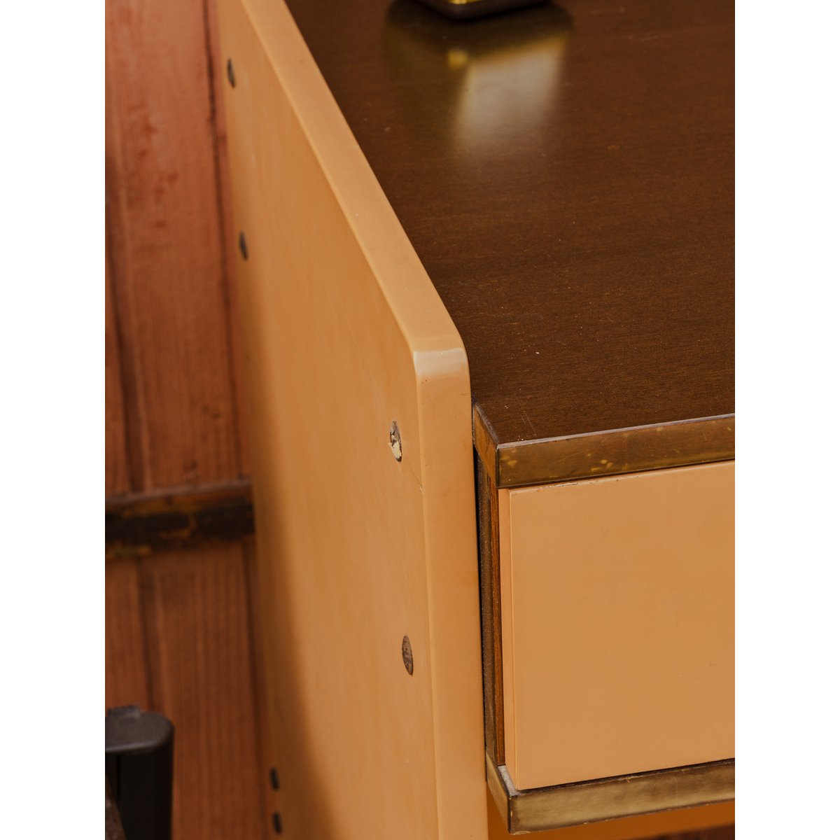 Bureau en bois marron et camel Yvan N°582 - Bon état marron, DEBONGOUT