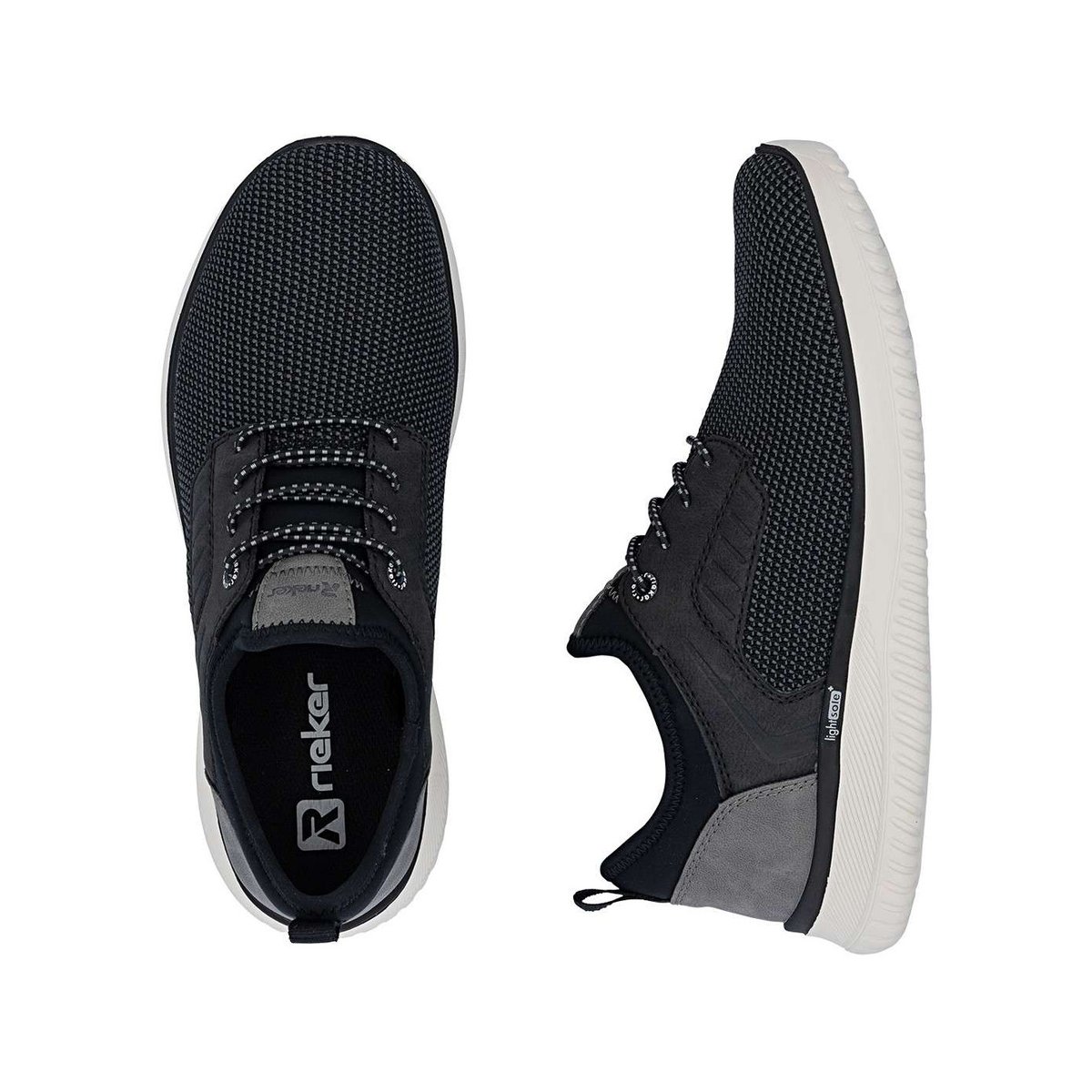 Sneakers noires à talon plat avec une languette d'aisance à l'arrière noir, RIEKER