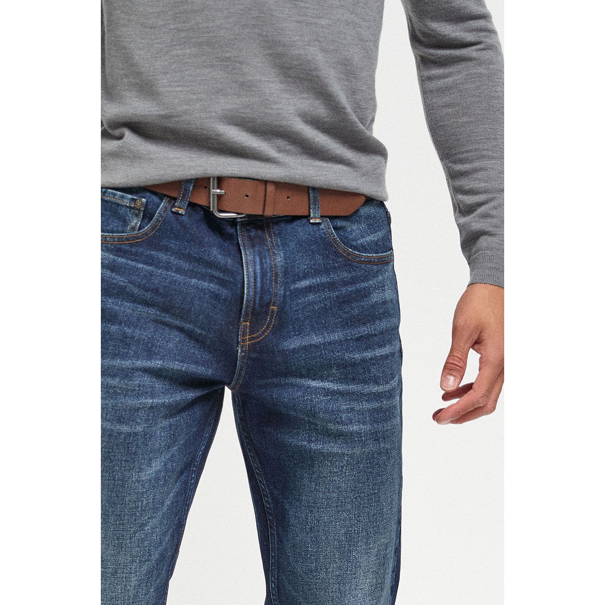 Jean Stretch Avec Ceinture délavage bleu moyen, NEXT