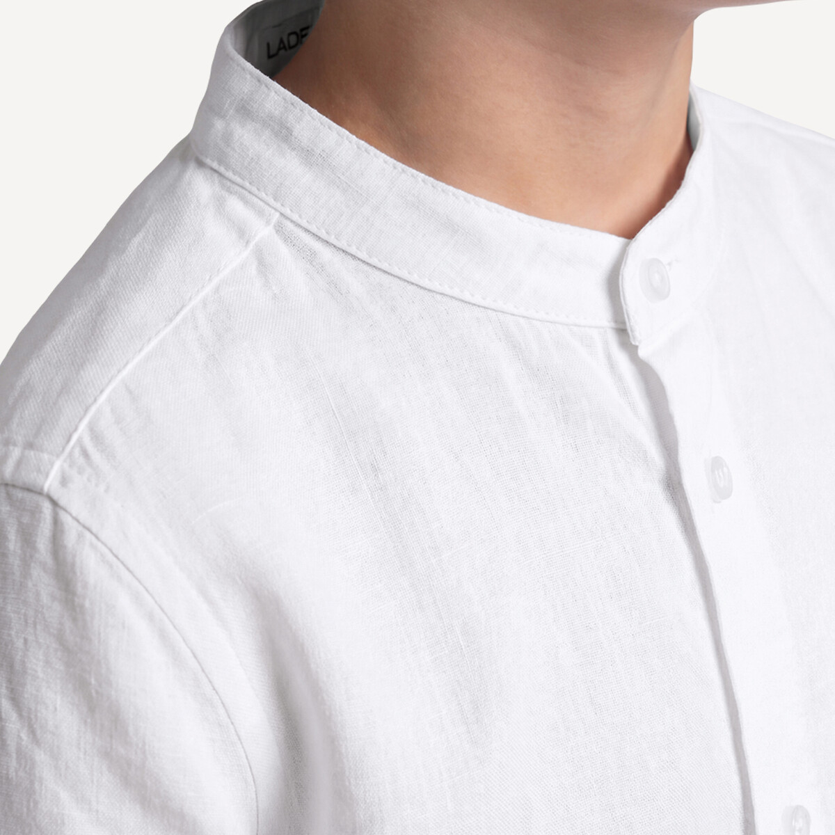 Chemise col mao, coton/lin blanc, LA REDOUTE COLLECTIONS