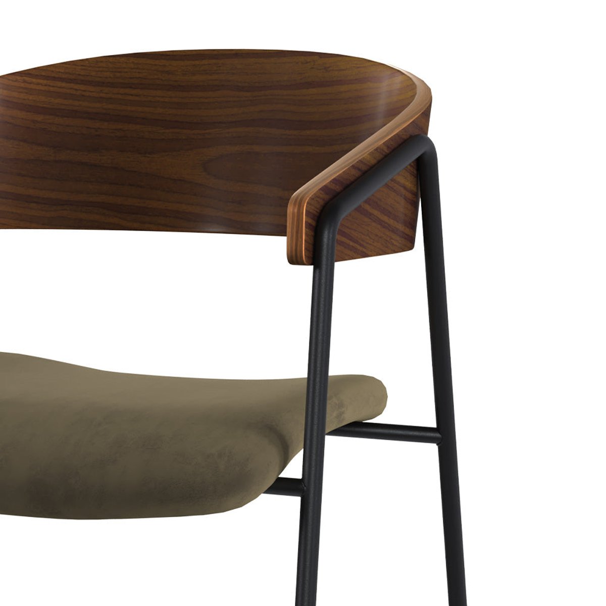 Lot de 2 chaises en velours et bois de noyer - ESMÉE vert kaki, MAISON PAVANE