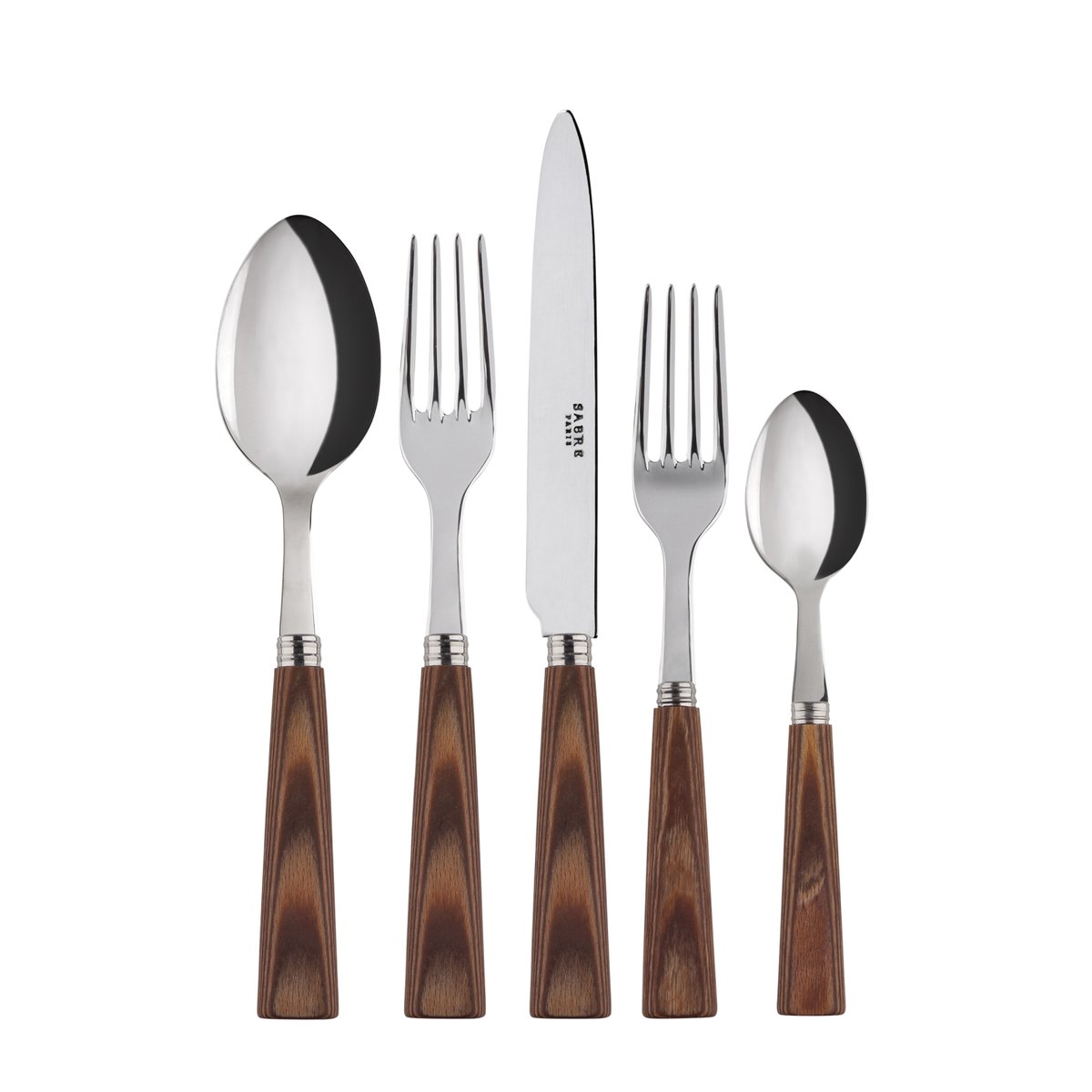 Set de 5 couverts de table, Nature bois stratifié clair, SABRE