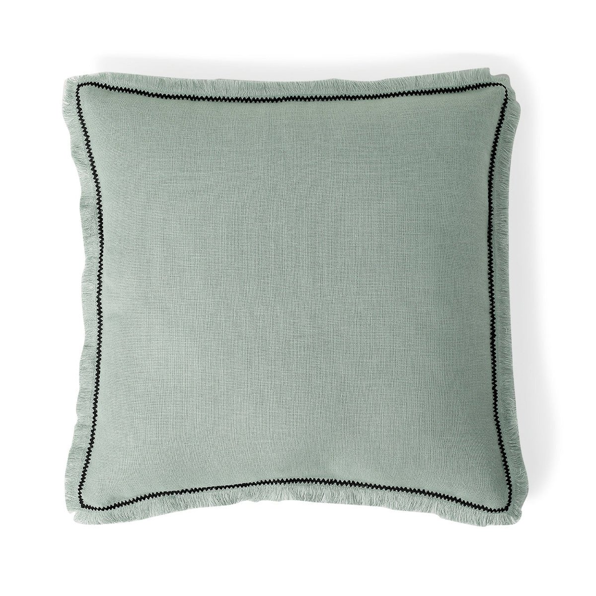 Coussin lin lavé GABRIEL vert céladon / noir, FEBRONIE