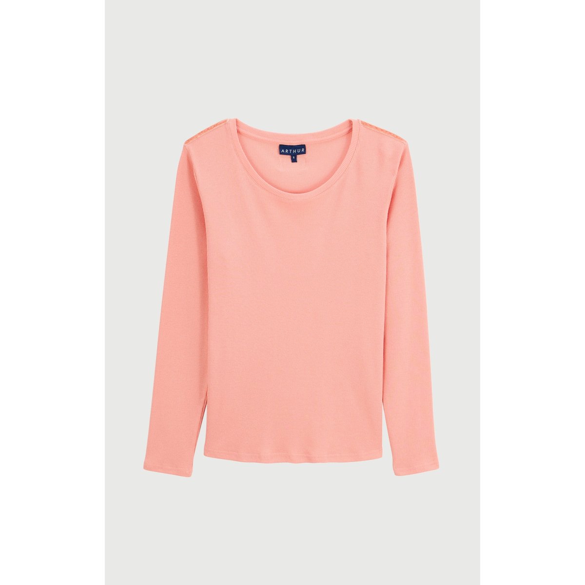 Tee-shirt manches longues en jersey de coton et modal couleur unie Coralie corail, ARTHUR