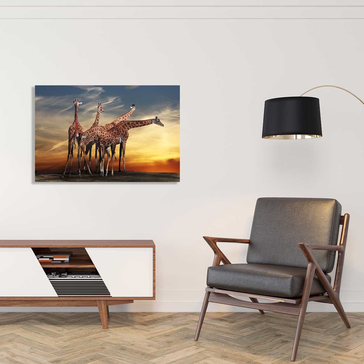 Tableau animaux girafe meeting tableau alu dibond, HEXOA