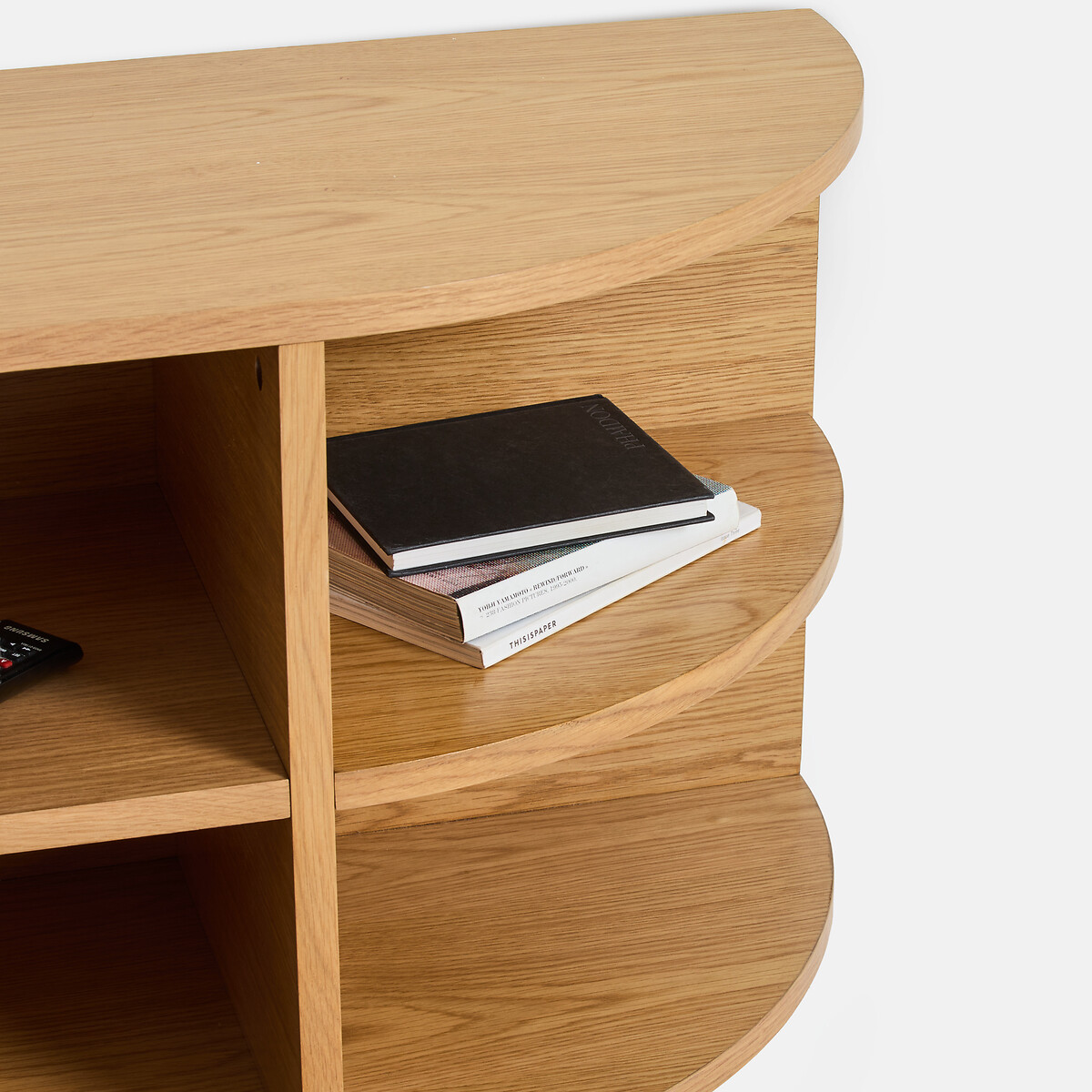 Maddy Oak Veneer Hanging TV Stand with 2 Doors and 6 Compartments, W160cm oak, LA REDOUTE INTERIEURS