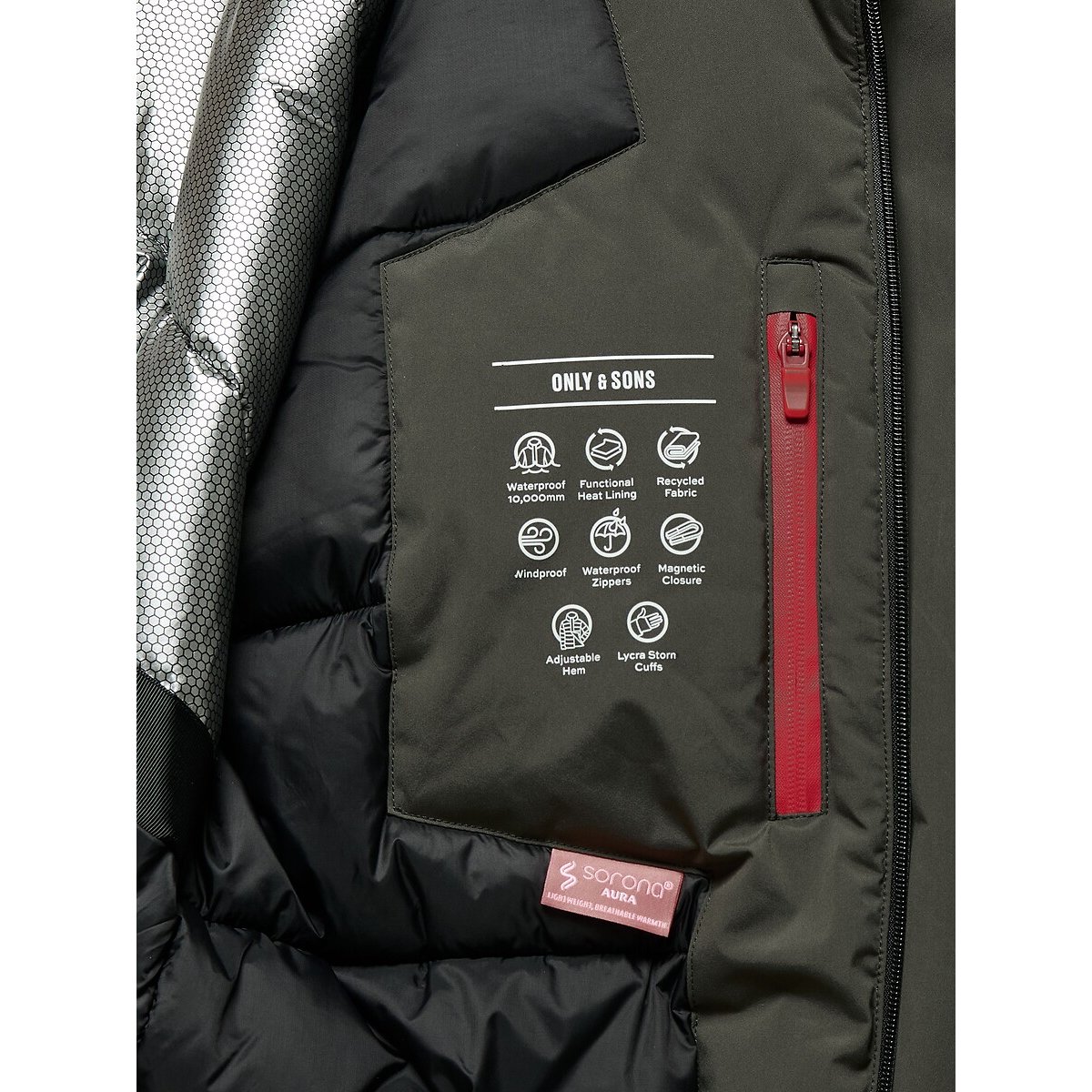 Parka met kap, Snate kaki , ONLY & SONS