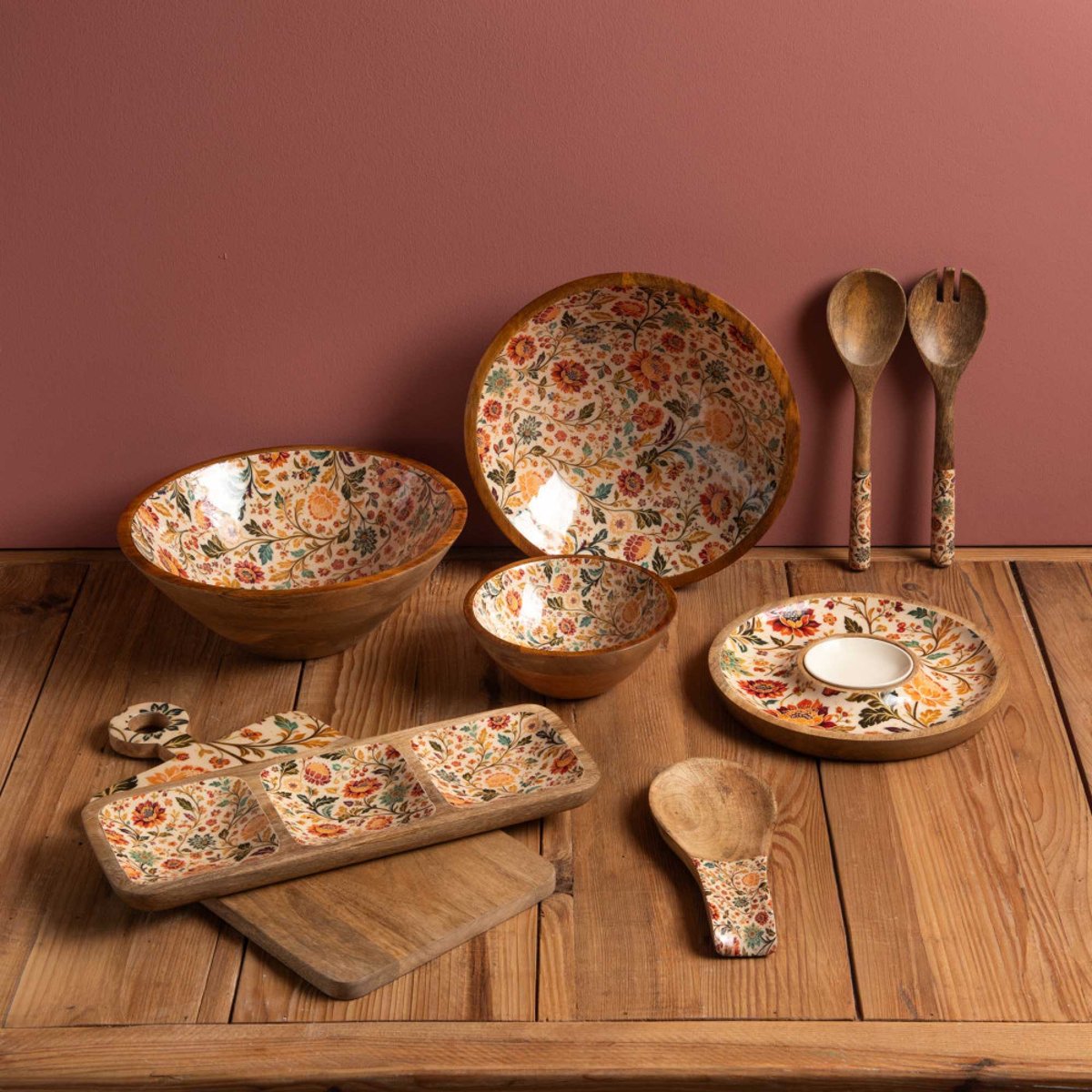 Plat Chip Dip avec son bol Alba en manguier 25 cm - ALBA multicolore, TABLE PASSION