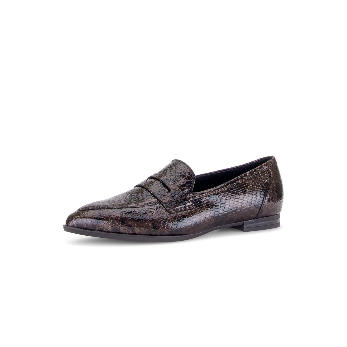 Mocassins en cuir lisse à talon décroché marron, GABOR