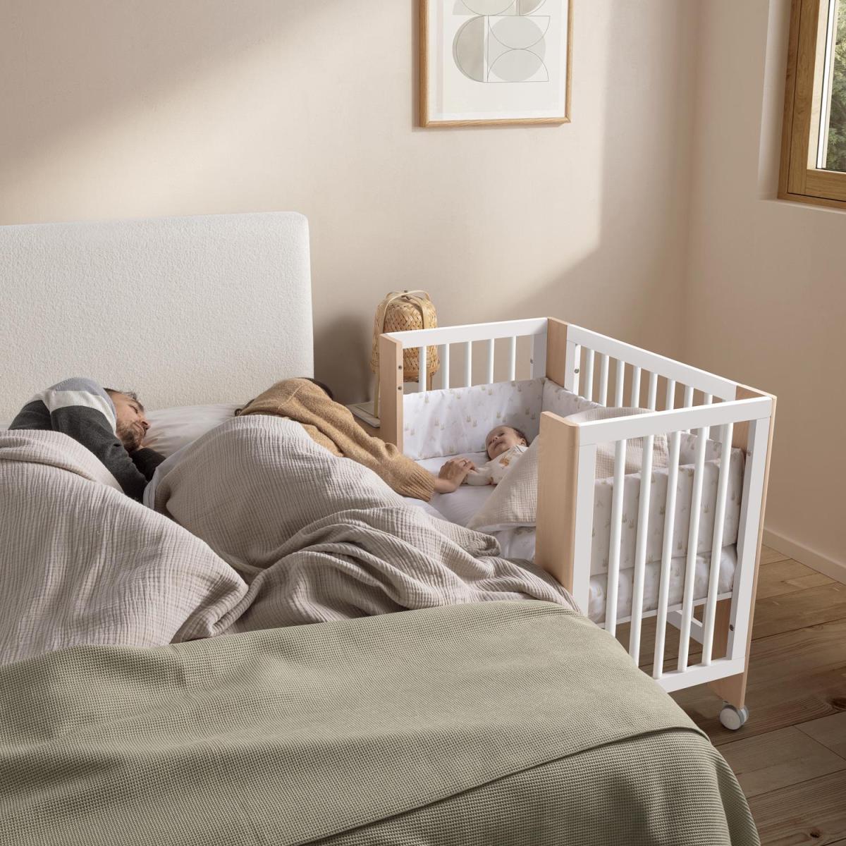 Minilit évolutif Converbaby 90x50 Blanc/Bois couleur unique, MICUNA