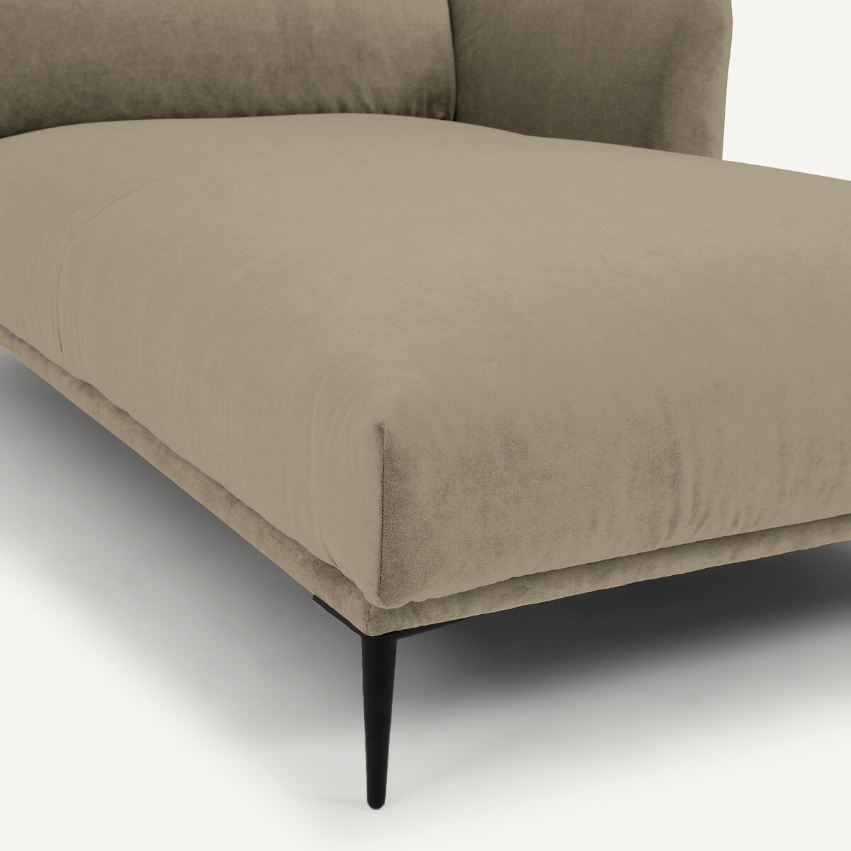 Longchair, in stonewashed fluweel, Oscar, ontwerp Emmanuel Gallina grijs shiitaké, AM.PM X EMMANUEL GALLINA