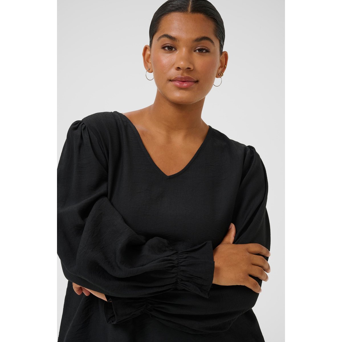 Blouse à manches longues noir black, KAFFE CURVE