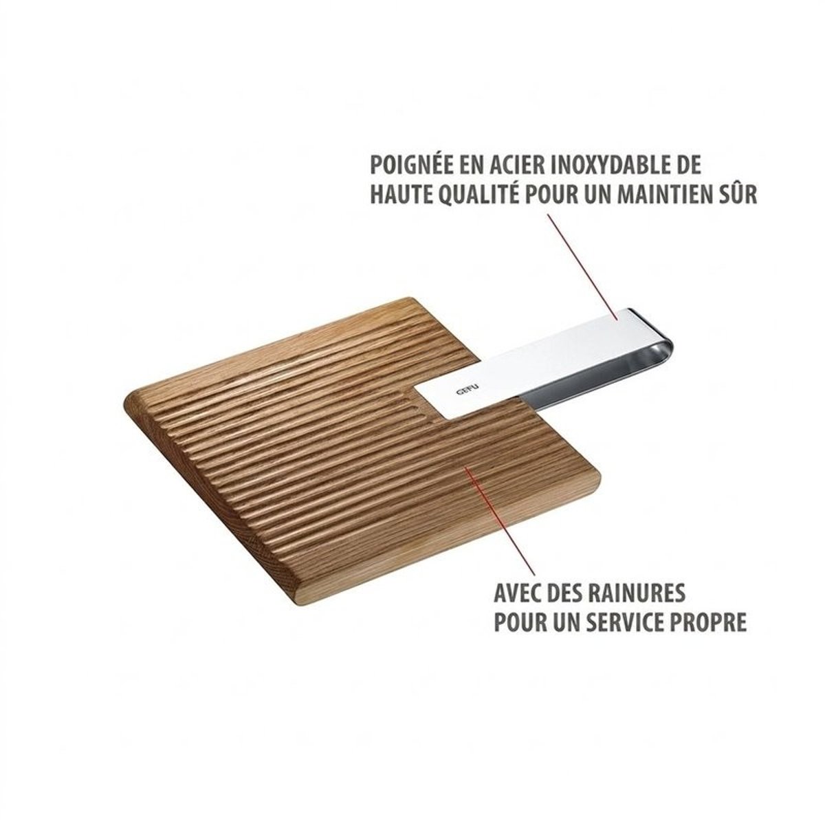 Planche de service TAVOLO, carrée argent / brun, GEFU