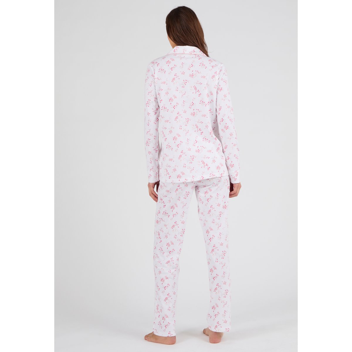 Pyjama en maille jersey pur coton rose fleuri, DAMART