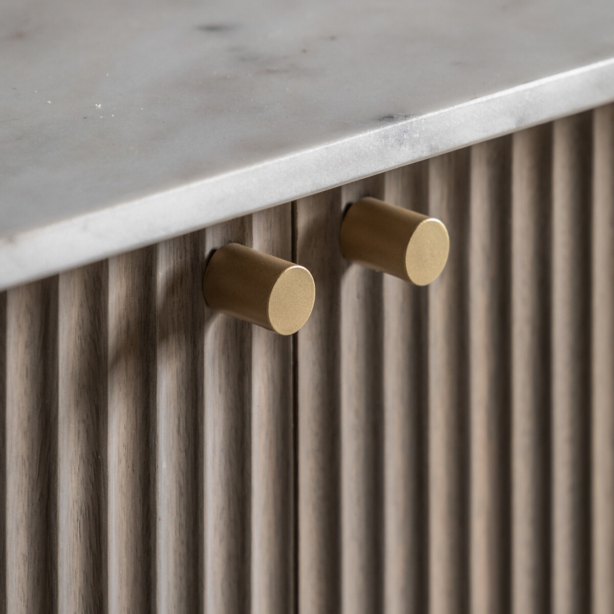 Manor Ribbed Wood 3 Door Sideboard with Marble Top grey, ÉDITÉ