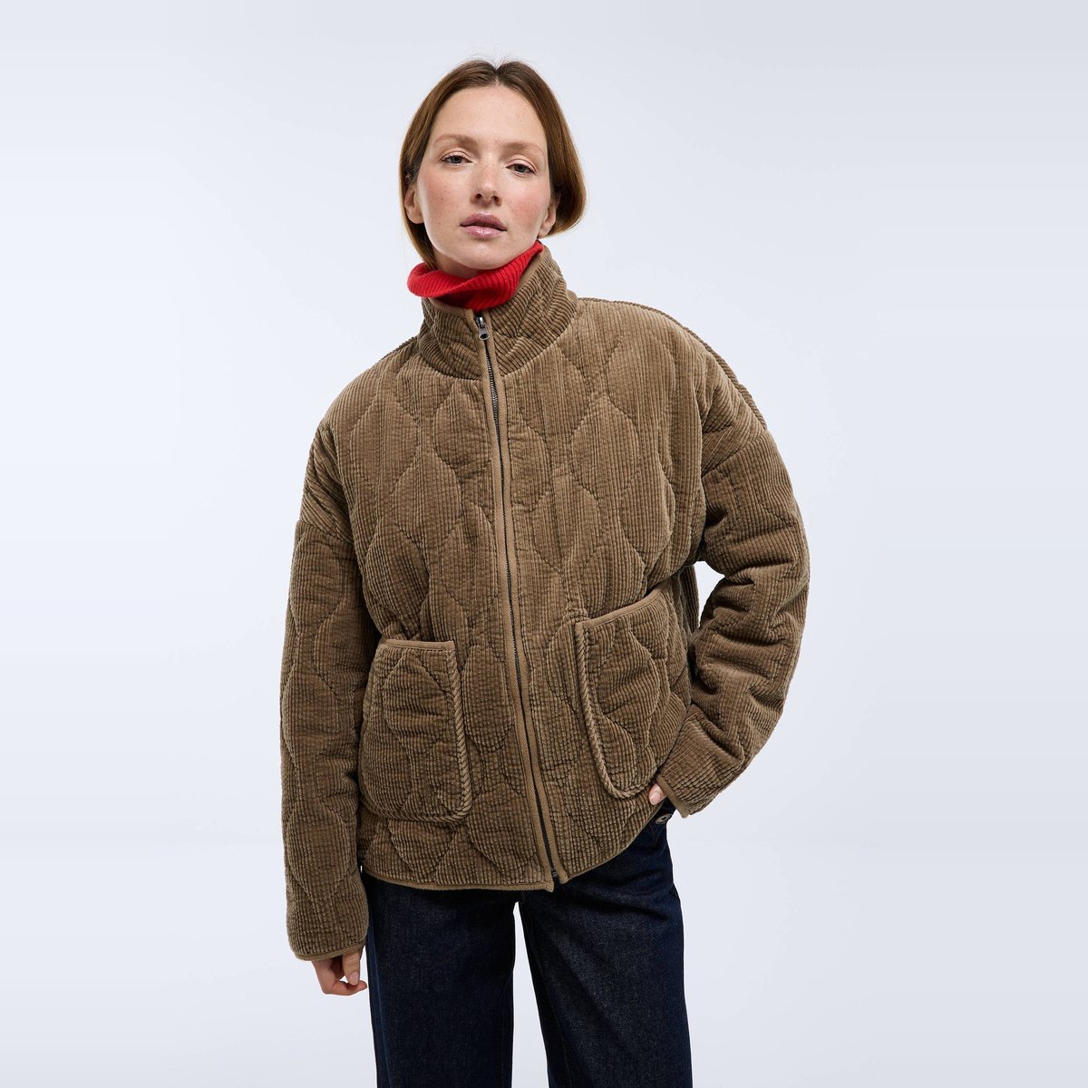Veste matelassée en velours côtelé houppelande, MONOPRIX