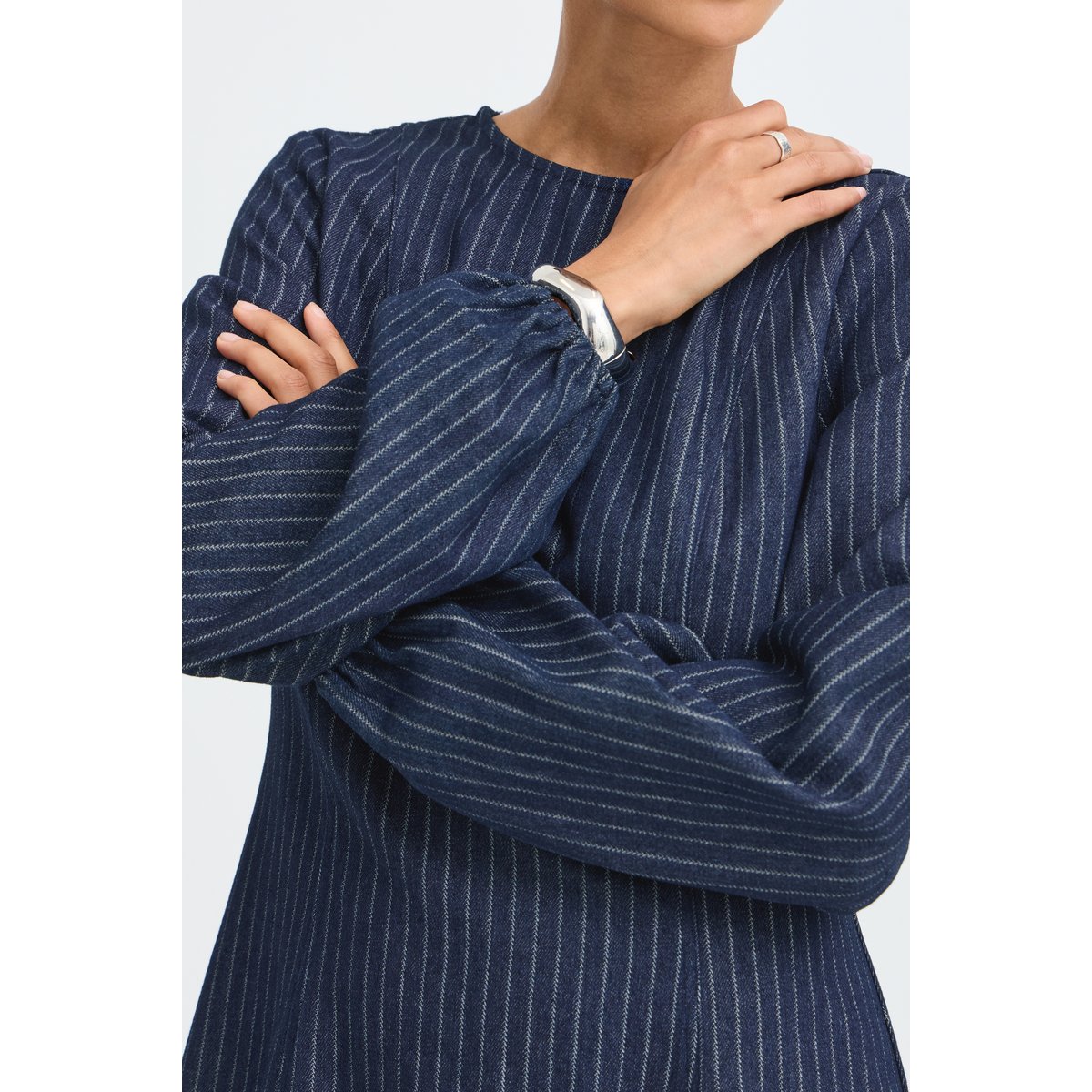 Robe en jean bleu denim stripe, B.YOUNG