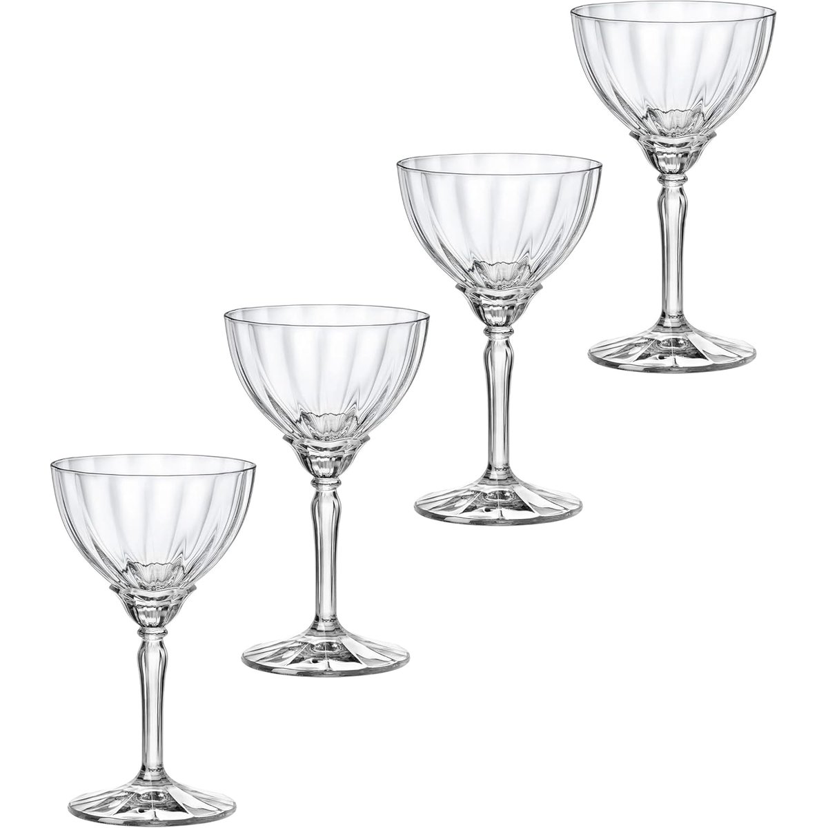 Lot de 4 coupes à Champagne  en verre, FLORIAN transparent, BORMIOLI ROCCO