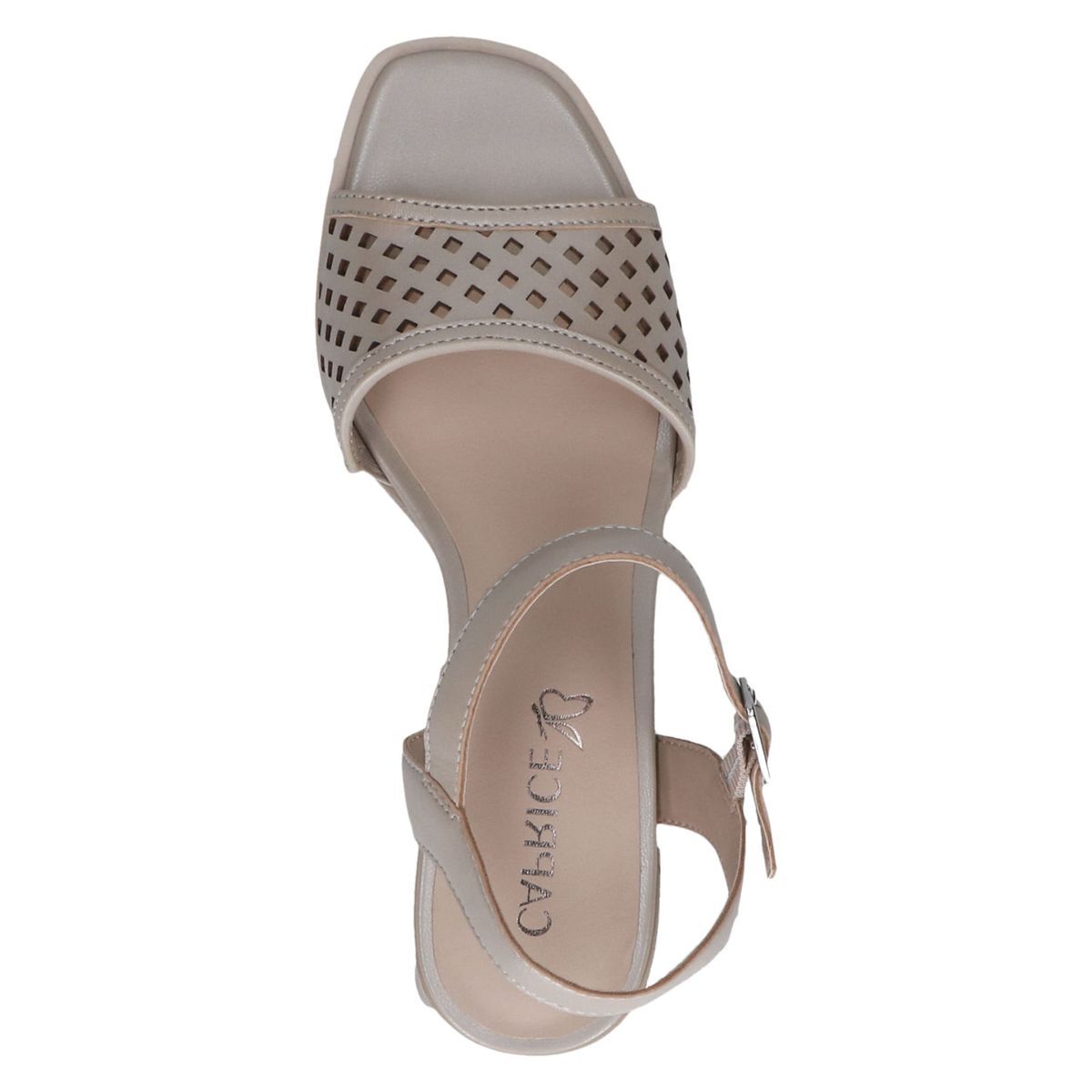 Sandale à talon en cuir gris, CAPRICE