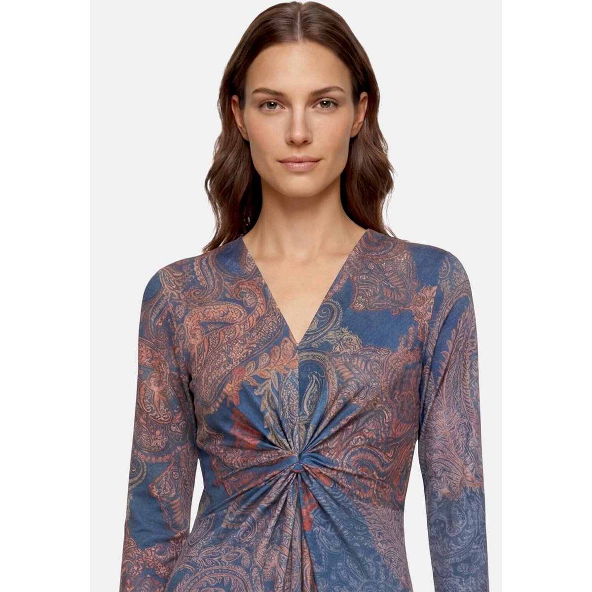 Robe longueur midi à fronce bleu/rouge, BETTY BARCLAY
