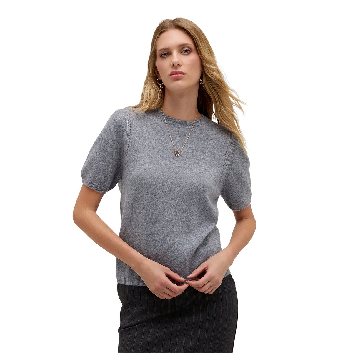 Pull avec détail ajouré gris, MOTIVI