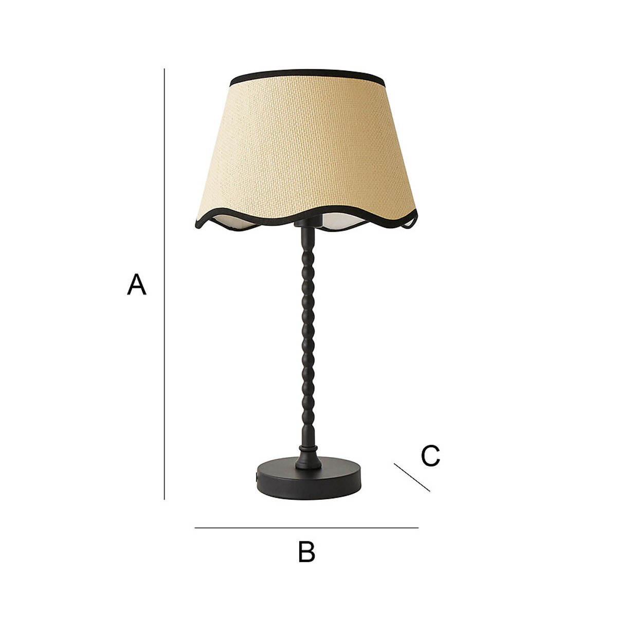 Max Bobble Table Lamp with Scallop Black Trim Drum Shade black, SO'HOME
