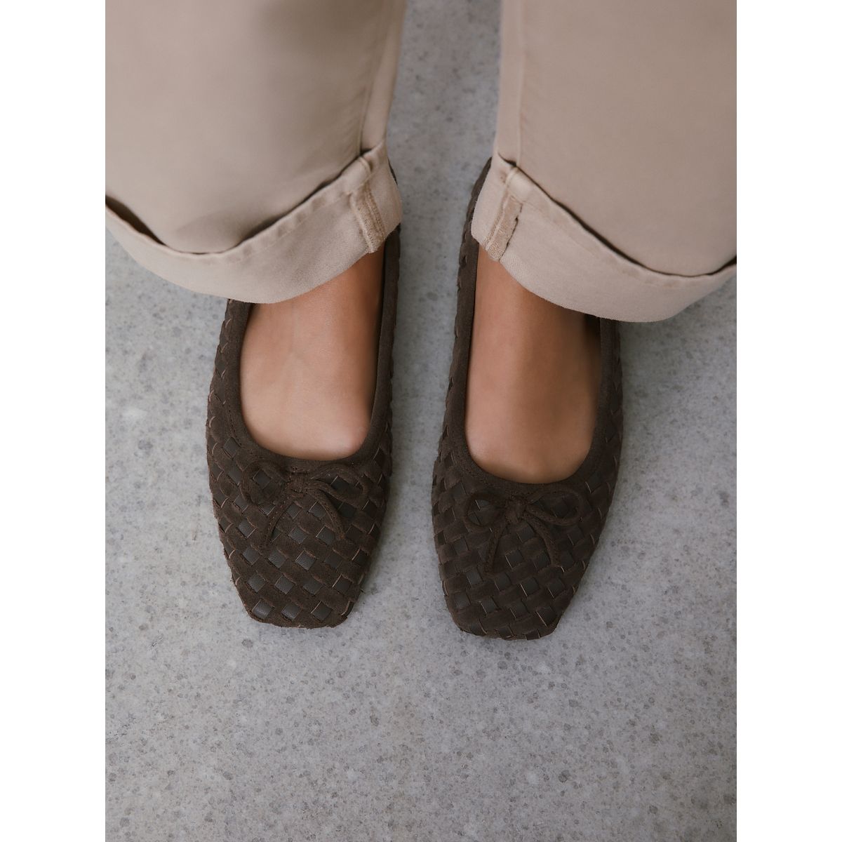 Ballerines en cuir tissé forever comfort® marron chocolat, NEXT