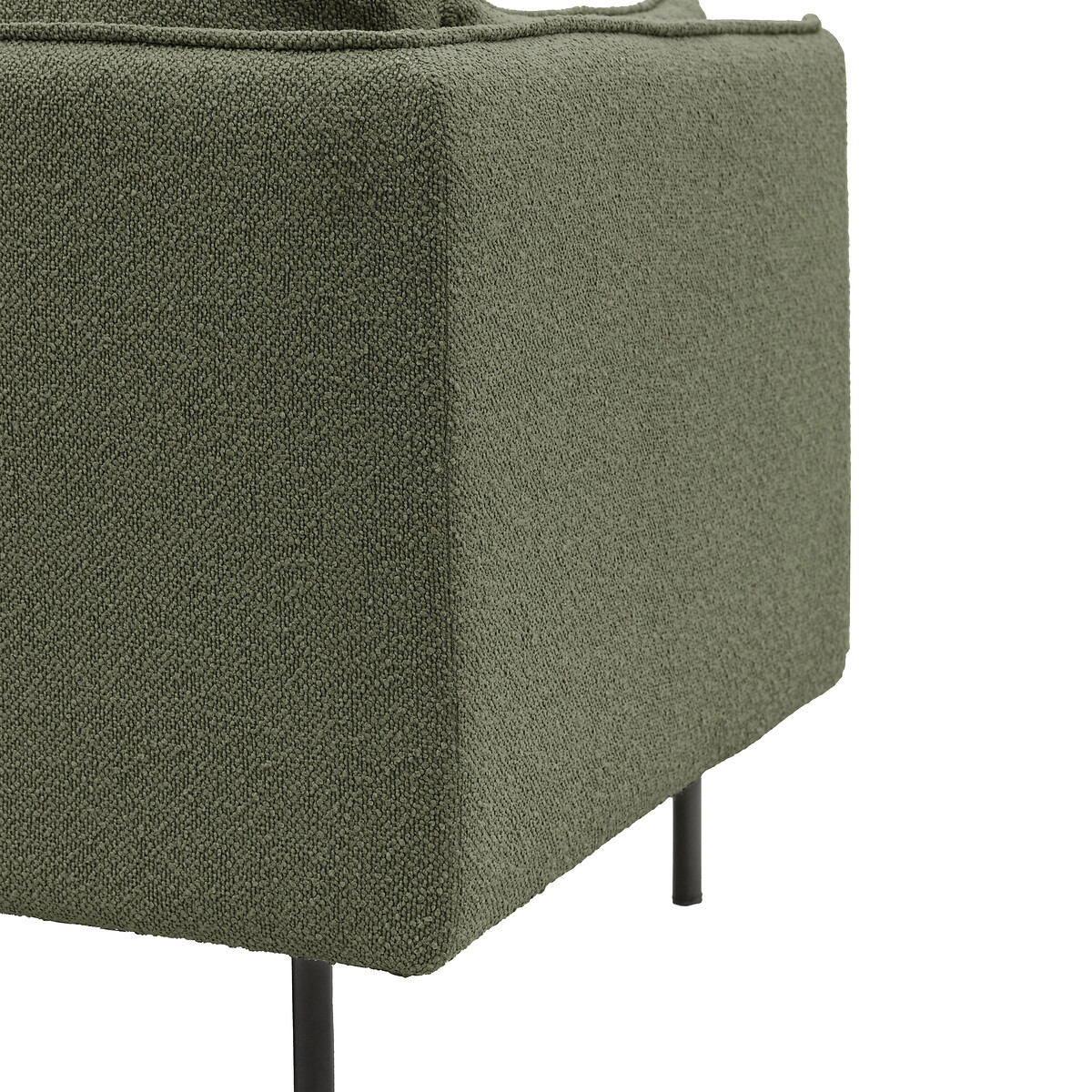 Ashar Mid-Century Boucle 3-Seater Sofa with Black Metal Legs green, ÉDITÉ