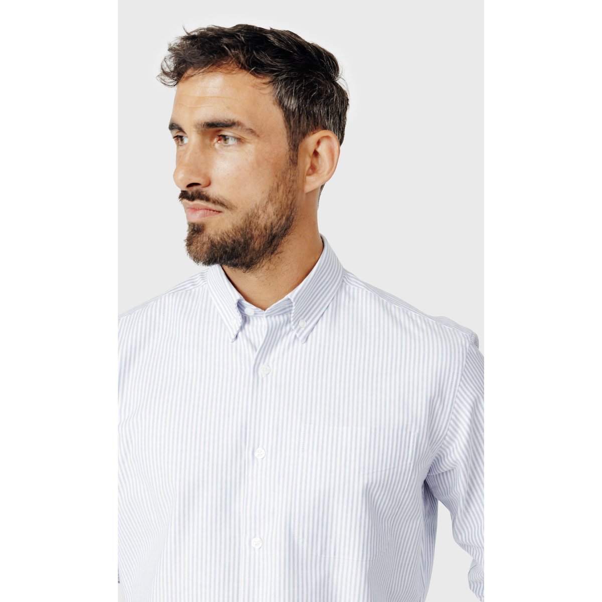 Chemise Regular fit en oxford Japonais à rayures bleu ciel, ACROSS