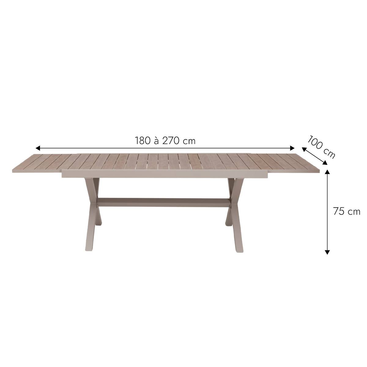 Table de jardin en aluminium AYDEN marron, MADE IN MEUBLES