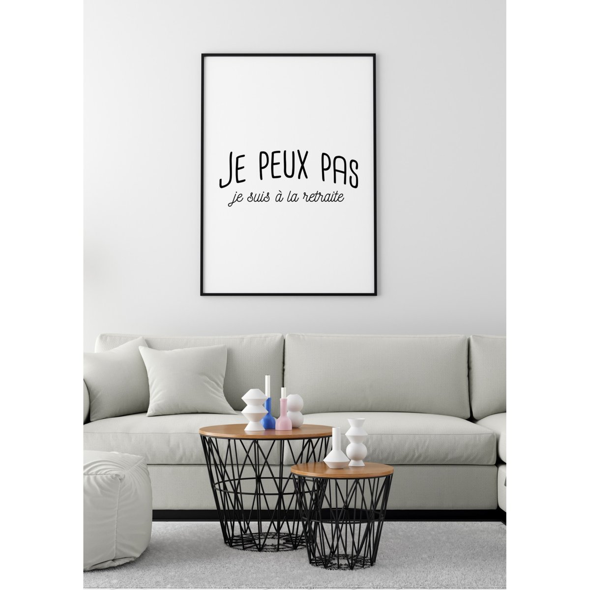Affiche 'Je peux pas, je suis à la retraite' blanc, L'AFFICHERIE
