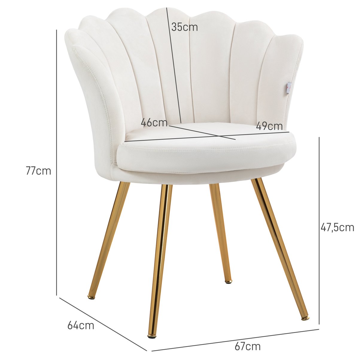 Accent Chair Velours 100 % polyester Crème crème, HOMCOM