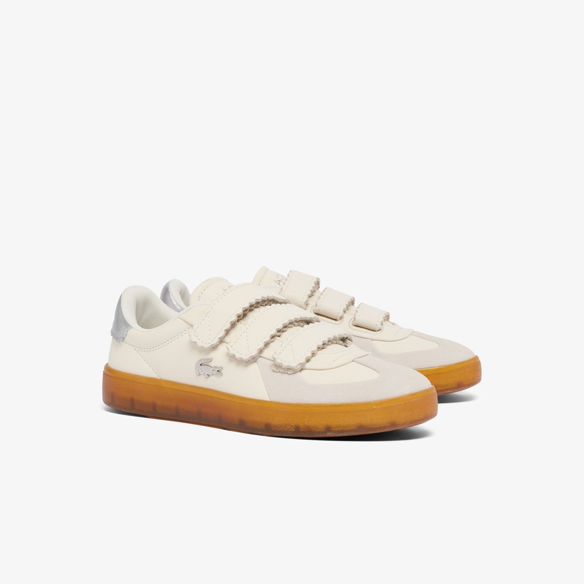 Sneakers Baseshot Pro Strap femme en cuir beige-40f, LACOSTE
