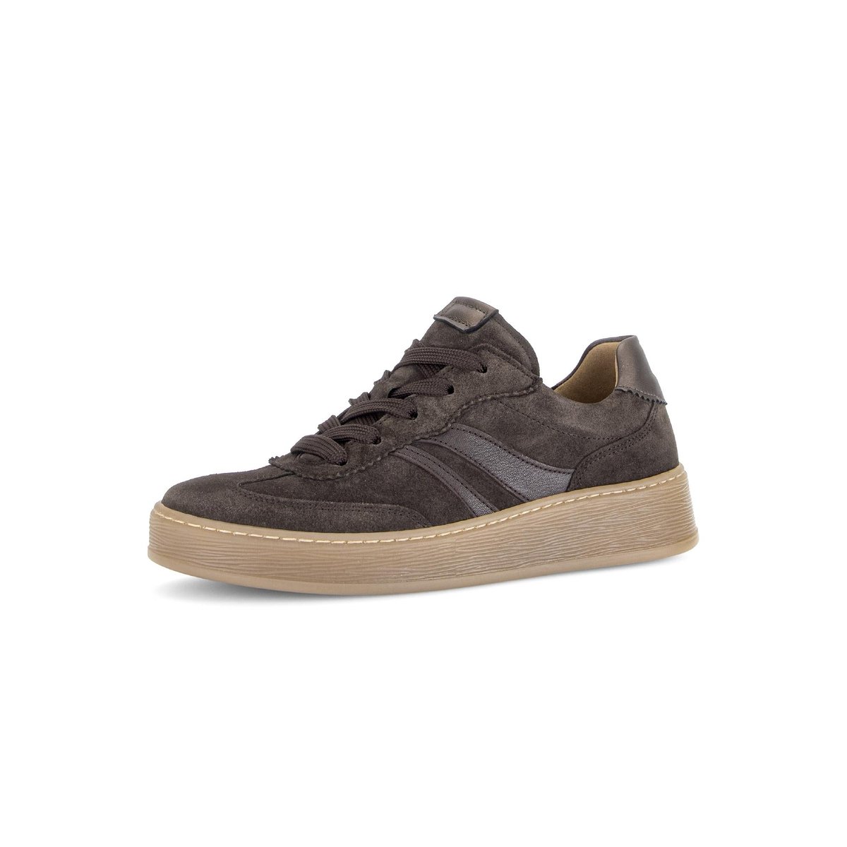 Baskets en cuir lisse à talon compensé marron, GABOR