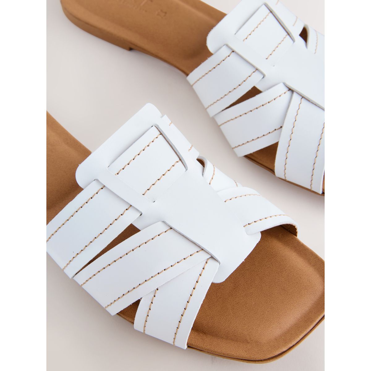Mules sandales surpiquées forever comfort® blanc, NEXT