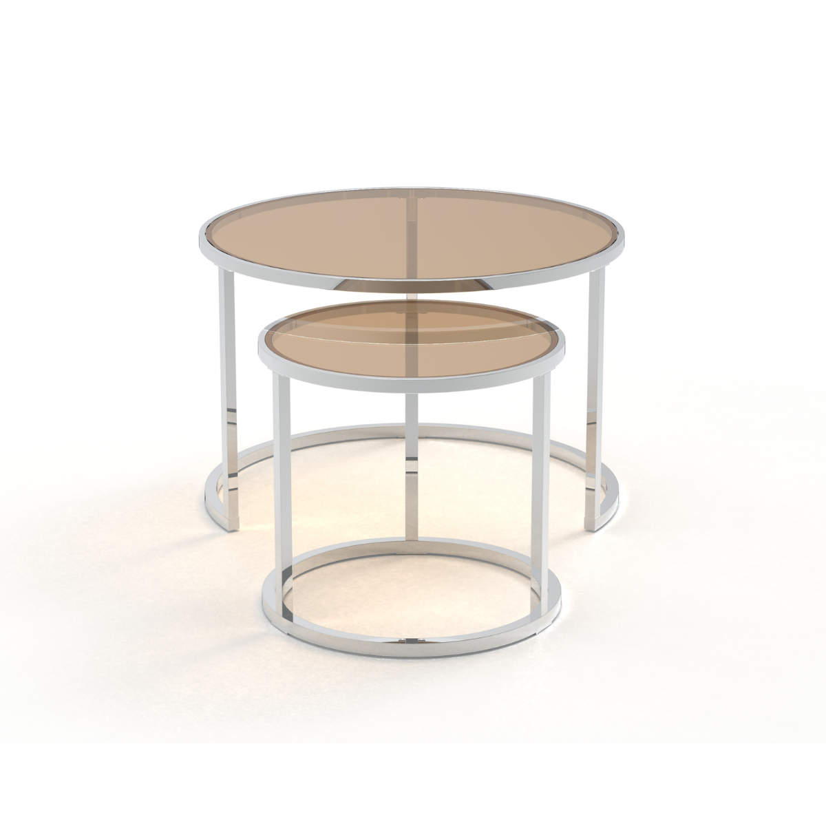 Lot de 2 tables basses, plateau verre - NOAM marron, CALICOSY