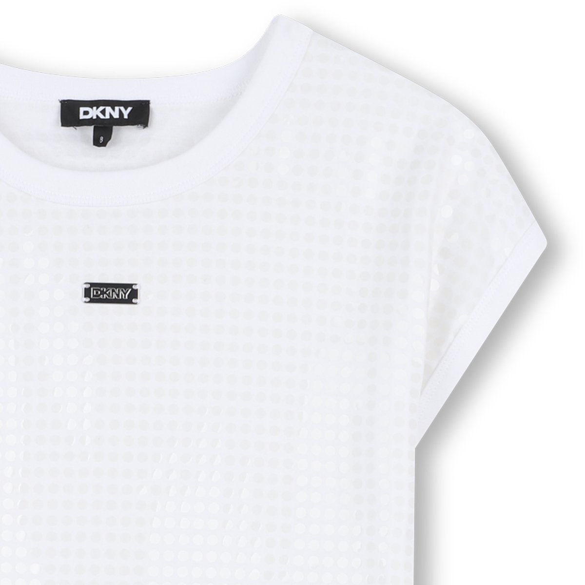 Robe en coton avec sequins blanc, DKNY