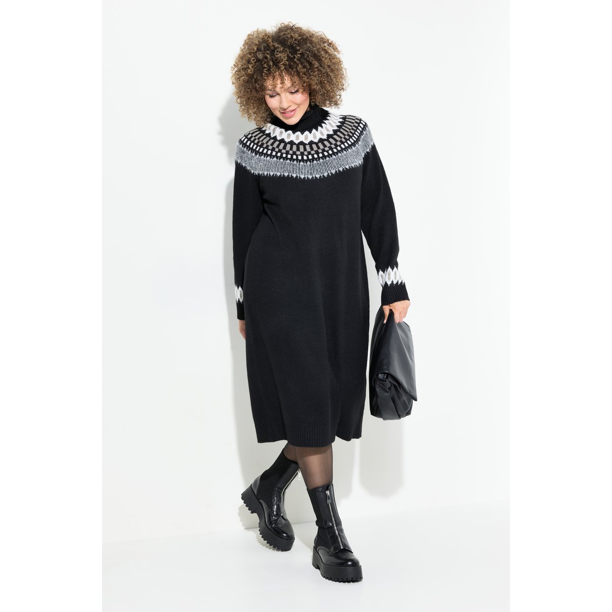 Robe en maille à manches longues noir, ULLA POPKEN