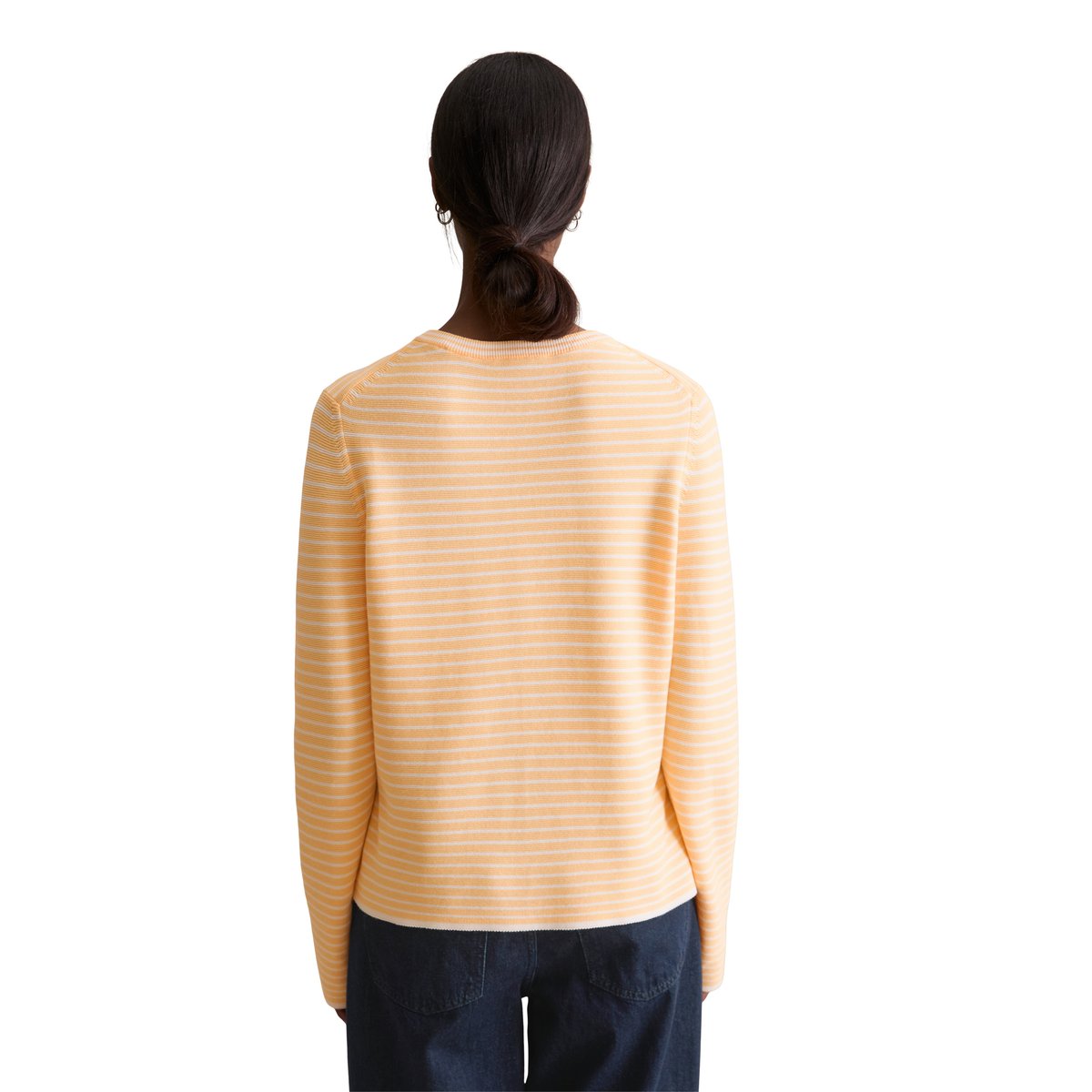 Pull-over rayé régulier en Compact Cotton orange, MARC O’POLO DENIM