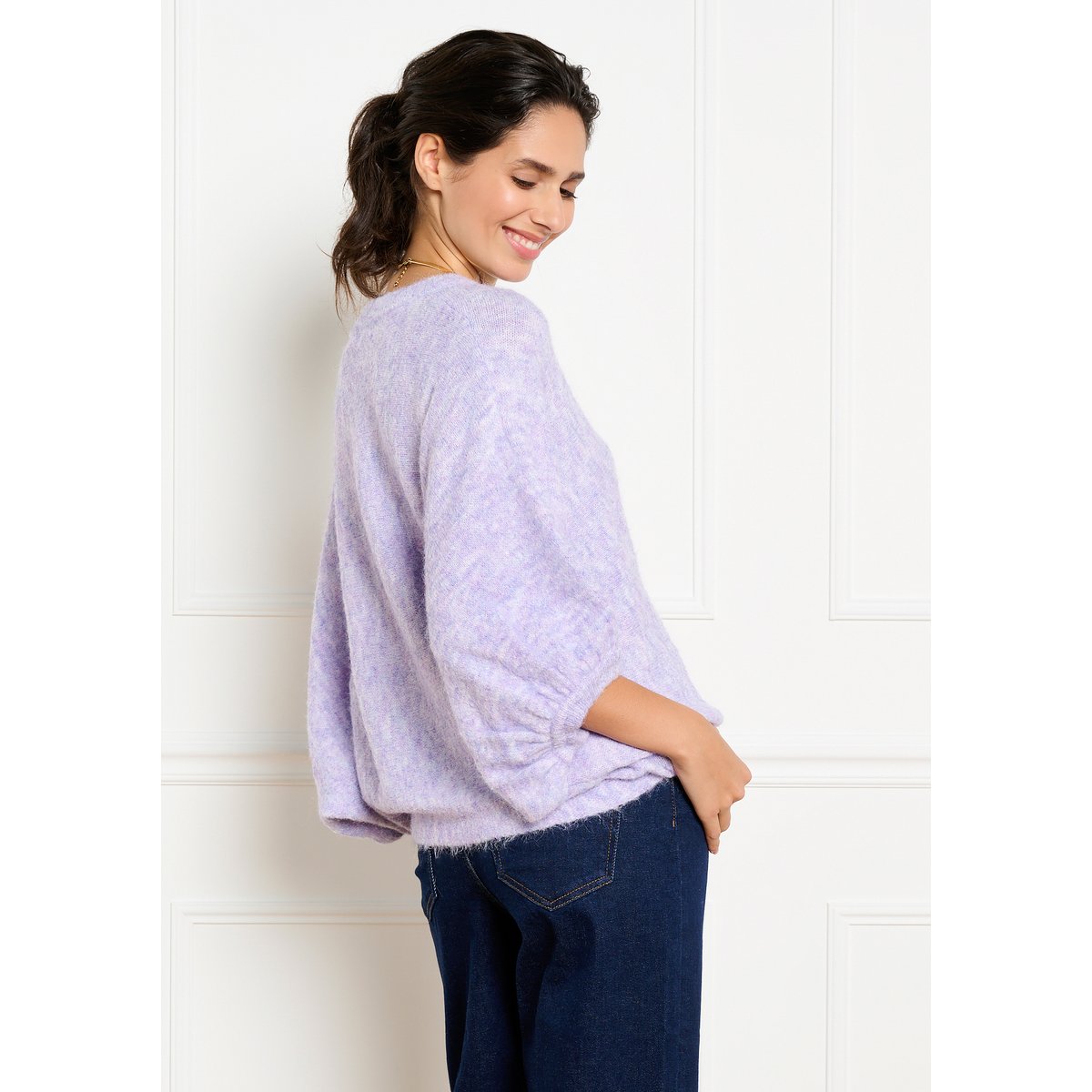 Pull ample à manches ballon lilac bright, LOLALIZA
