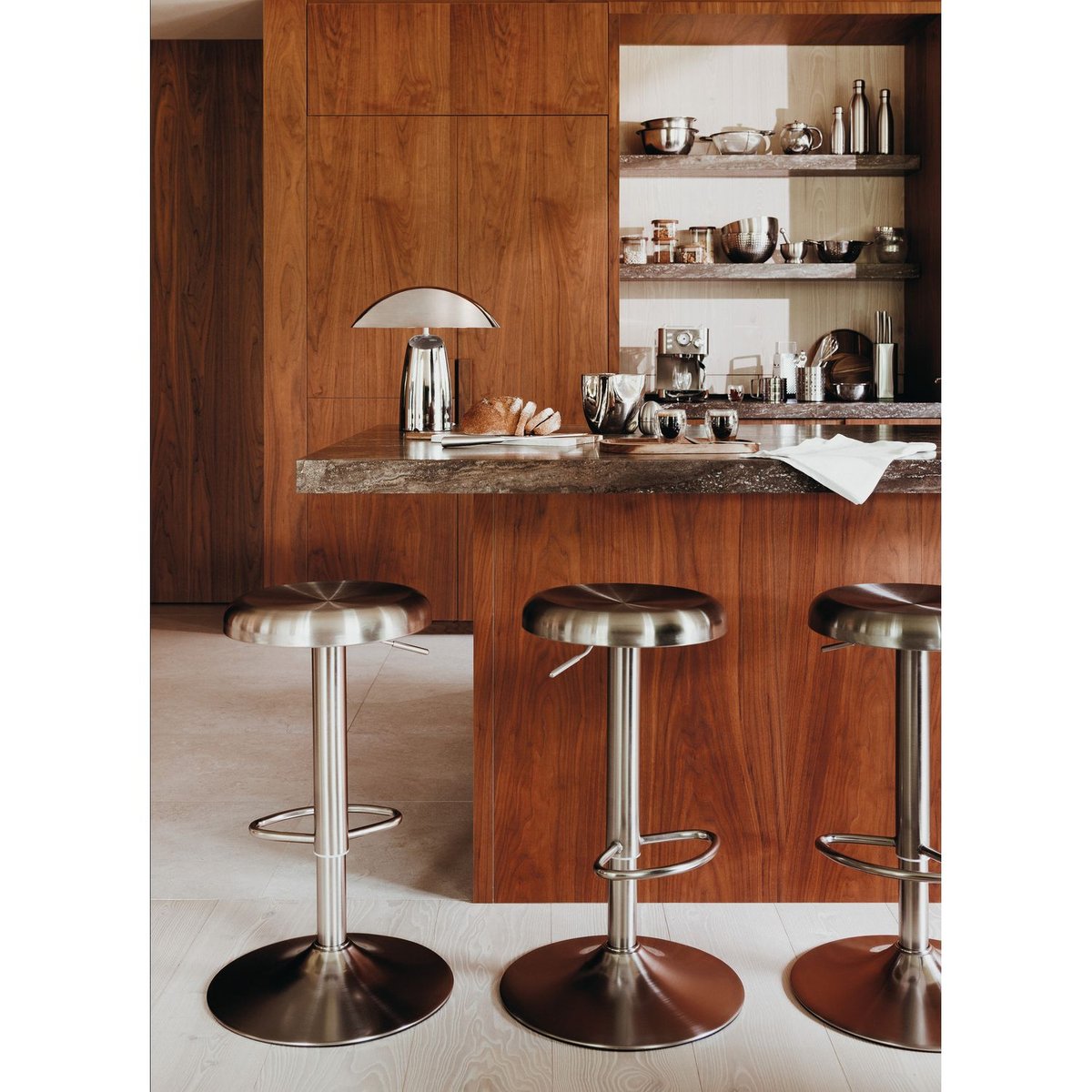 Lot de 2 tabourets en acier chromé ISLA argent, TOILINUX