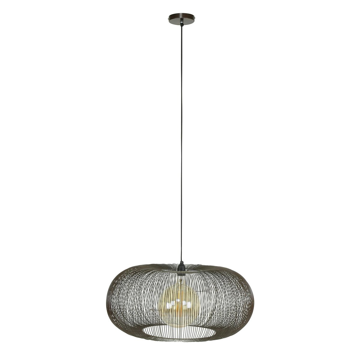 Suspension filaire forme disque RALF noir, PIER IMPORT