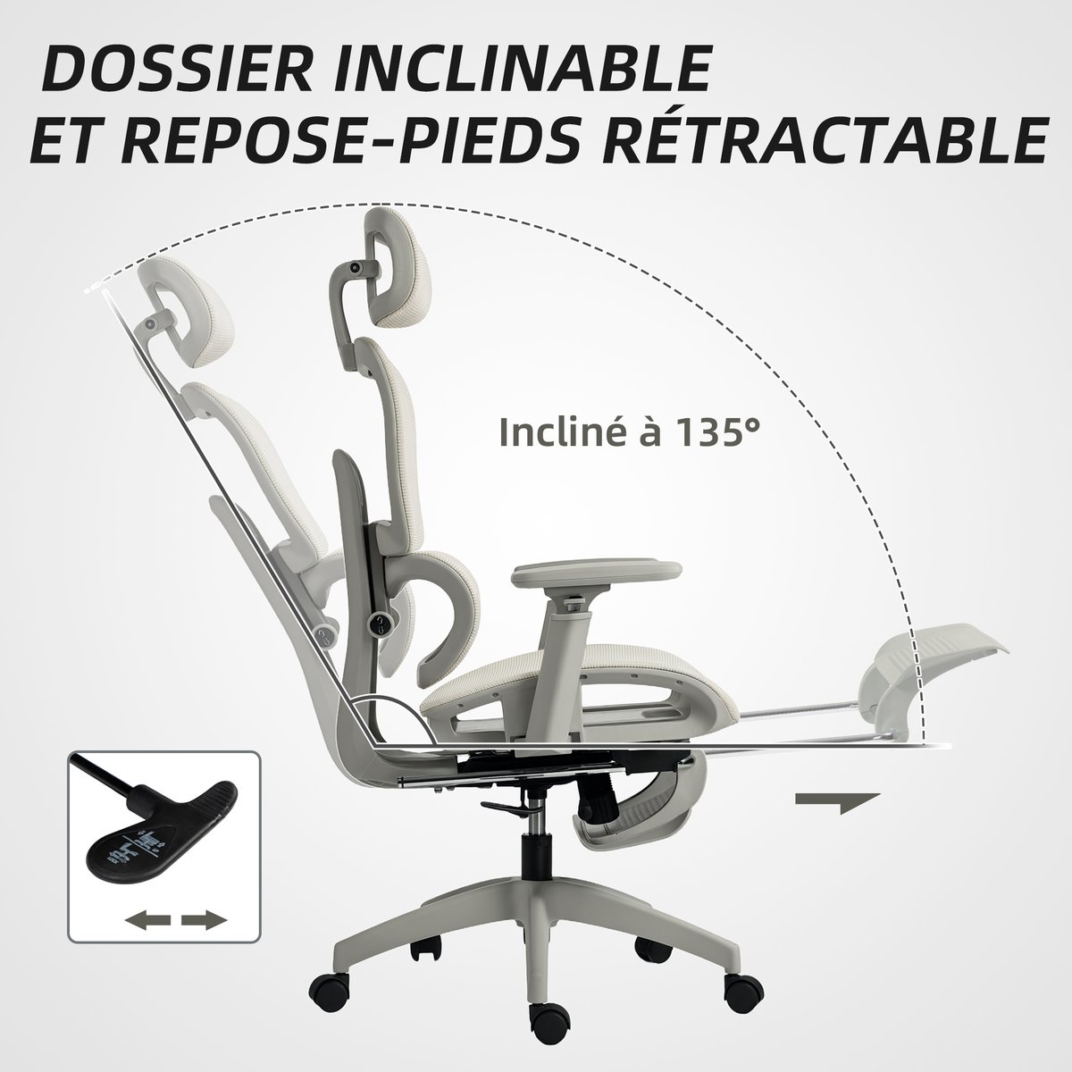 Chaise de bureau Maille Beige beige, HOMCOM