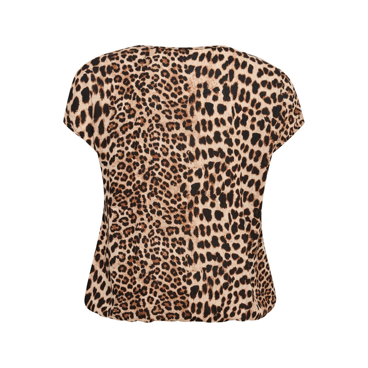 Blouse à manches courtes beige marron noir animalier leopard, KAFFE CURVE