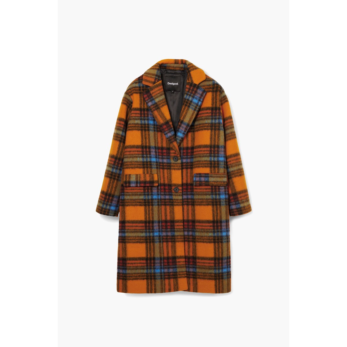 MANTEAU À CARREAUX OVERSIZE orange, DESIGUAL