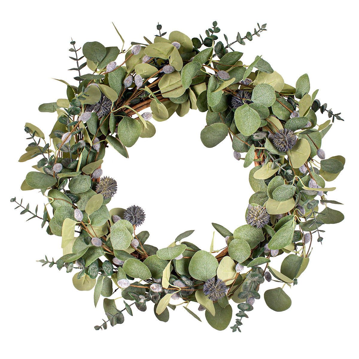 52cm Artificial Eucalyptus & Pussy-Willow Wreath green, SO'HOME