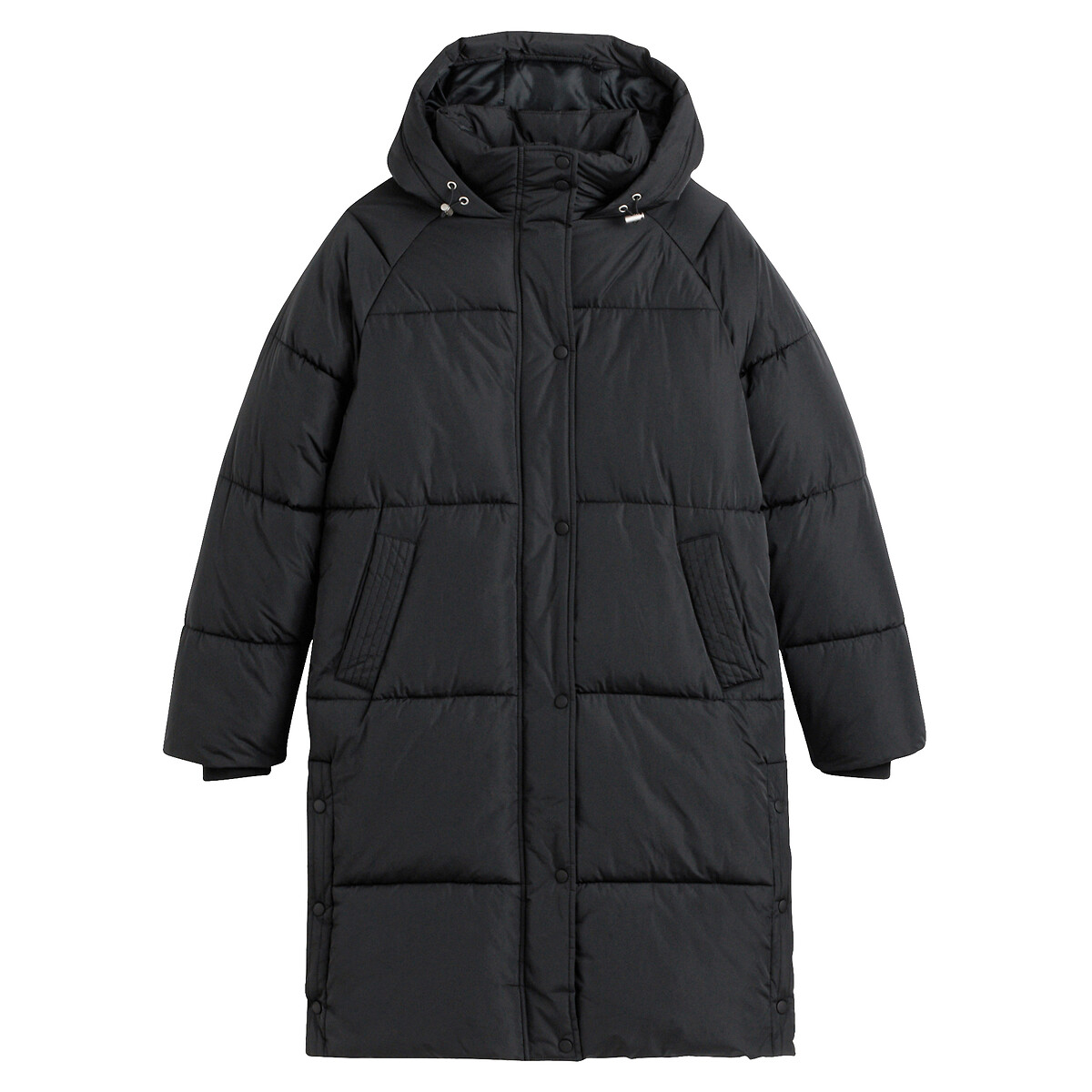 Blusão comprido, com capuz preto , LA REDOUTE COLLECTIONS