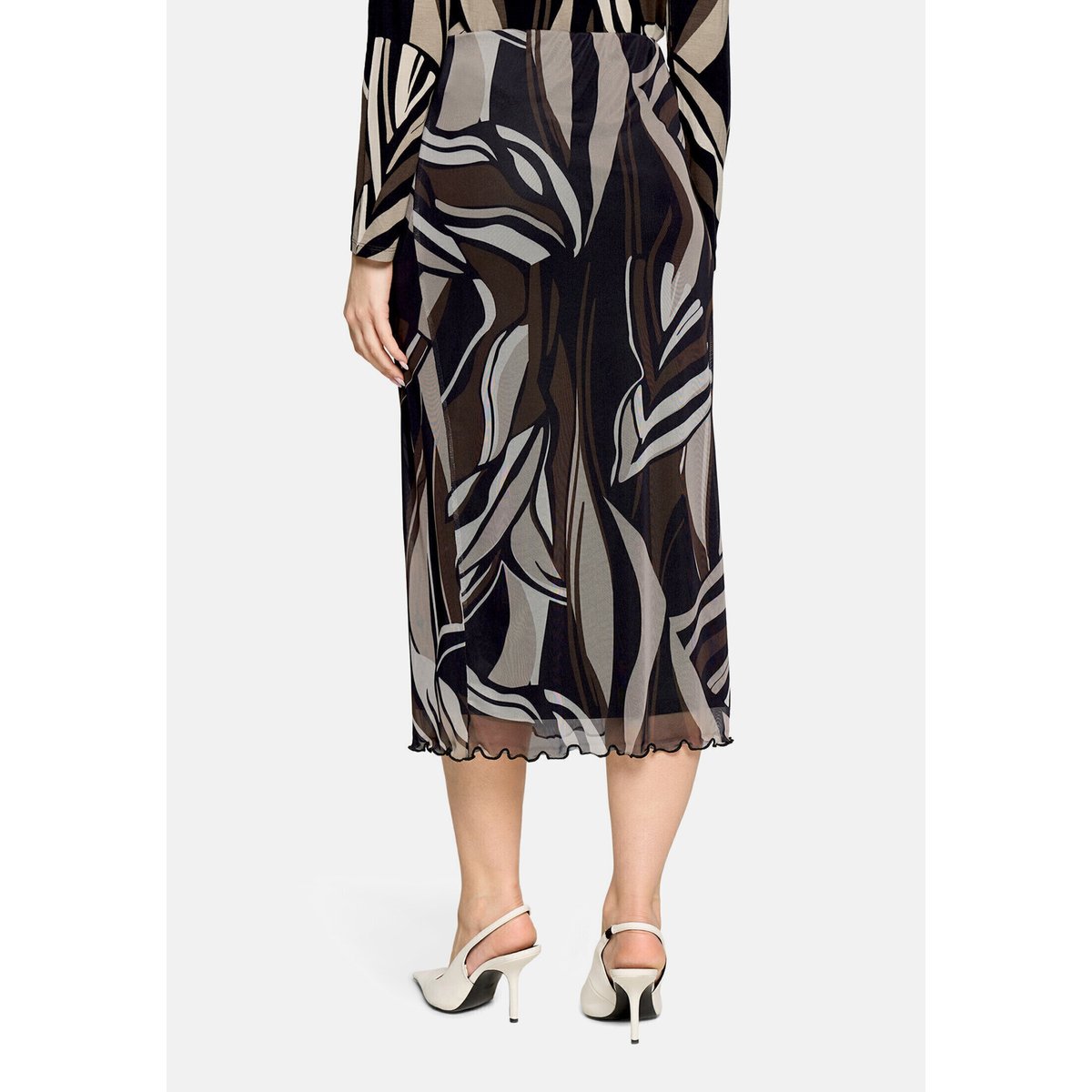 Jupe longueur midi à élastique taupe/black, BETTY BARCLAY